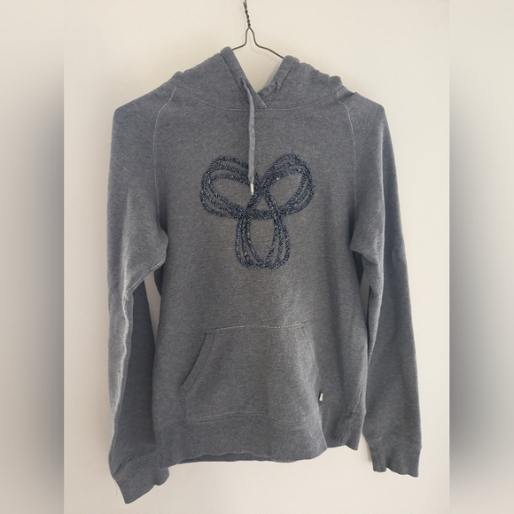 Aritzia TNA Gray Hoodie Beaded Blue Logo Size S - Picture 3 of 6